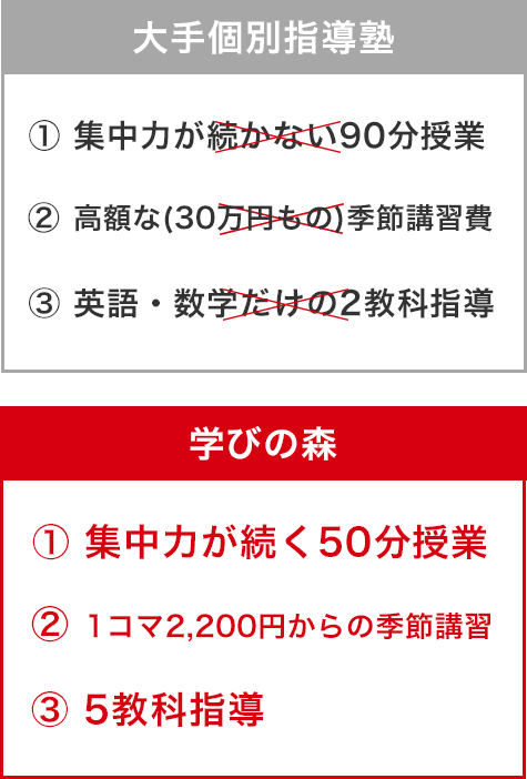学びの森は大手個別指導塾とここが違う